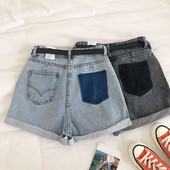 Дамски ежедневни  къси дънки в син и черен цвят 