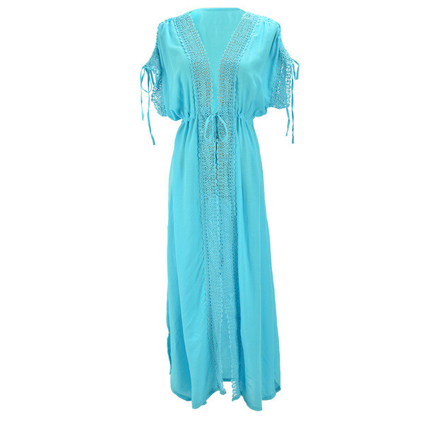 Pareo dama cu cravate in albastru si alb - model lung