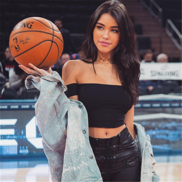 Bluză scurtă de damă din velur alb și negru