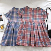 Lezser női kockás ruha rövid ujjal, két színben