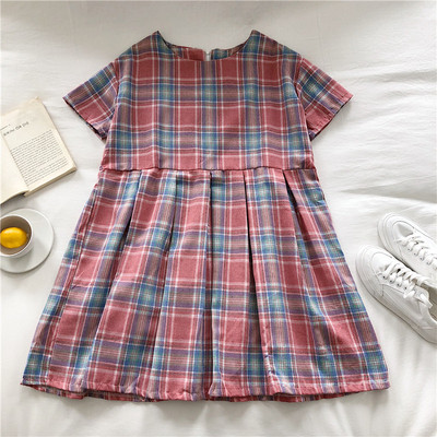 Lezser női kockás ruha rövid ujjal, két színben