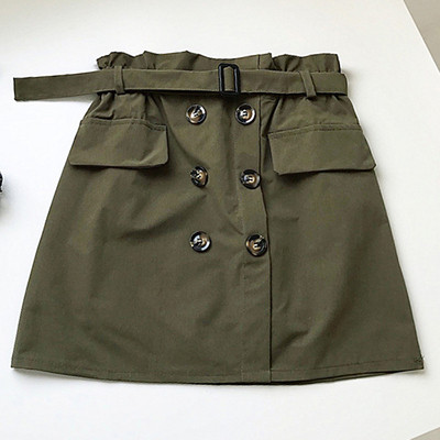 Fusta casual dama cu centura si nasturi in mai multe culori