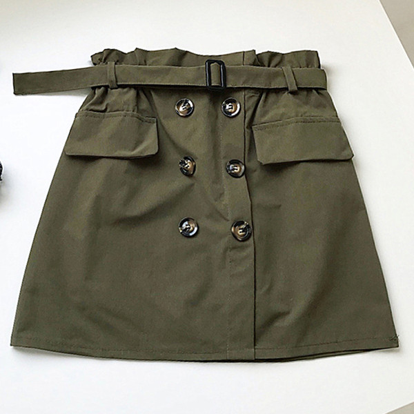 Fusta casual dama cu centura si nasturi in mai multe culori