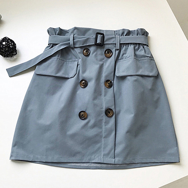 Fusta casual dama cu centura si nasturi in mai multe culori