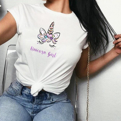 Hétköznapi női póló új modellje fehér mintával