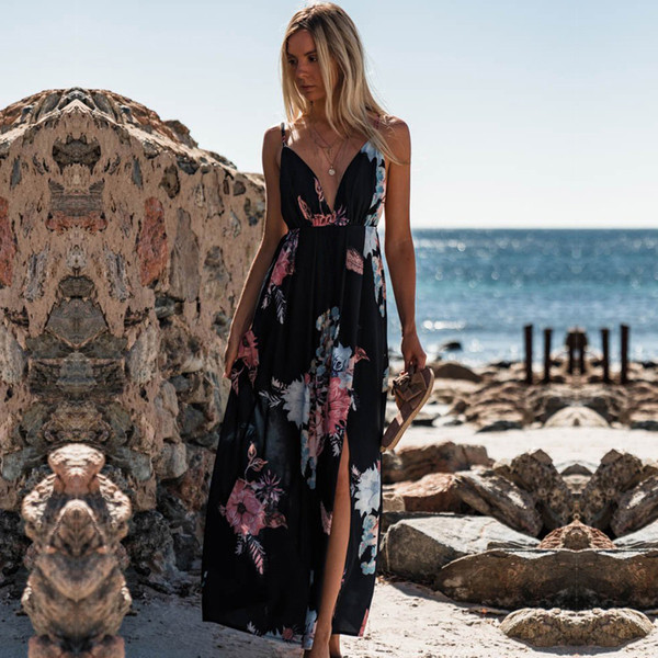 Rochie lunga de dama cu model floral