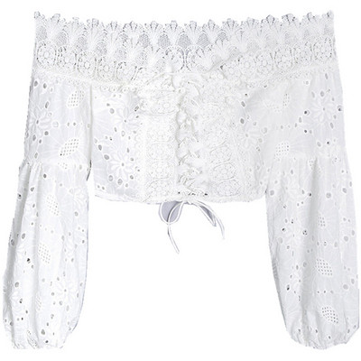 Bluza scurta de dama cu cravate si dantela