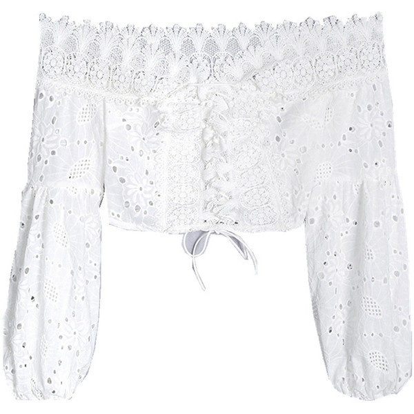 Σύντομη γυναικεία μπλούζα με κορδόνια και δαντέλες