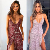 Rochie de vara de dama cu decolteu in V si crapatura in mai multe culori