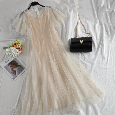 Rochie de dama eleganta cu maneci scurte si tul in mai multe culori