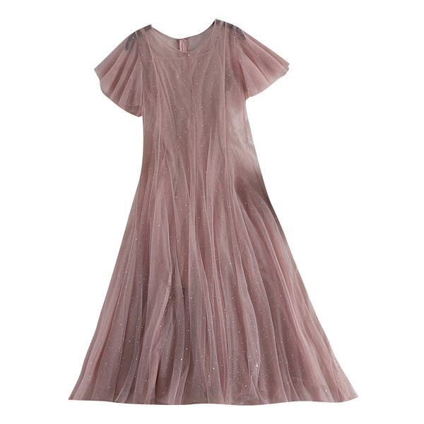 Rochie de dama eleganta cu maneci scurte si tul in mai multe culori