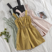 Lezser női rövid jumpsuit széles pántokkal, több színben