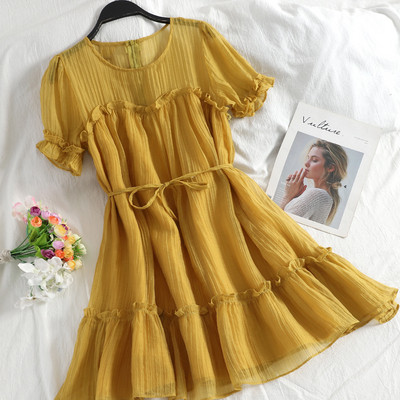 Rochie casual de dama cu maneci scurte si cravata in mai multe culori