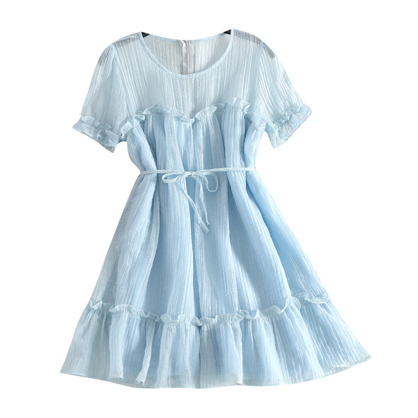 Rochie casual de dama cu maneci scurte si cravata in mai multe culori