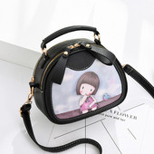 Geanta de dama moderna in negru cu aplicatie