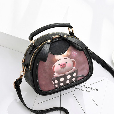 Geanta de dama moderna in negru cu aplicatie