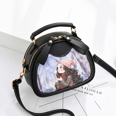 Geanta de dama moderna in negru cu aplicatie