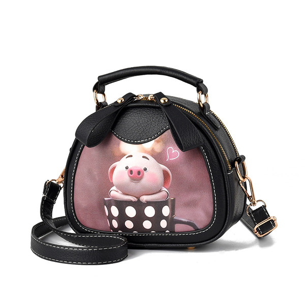 Geanta de dama moderna in negru cu aplicatie