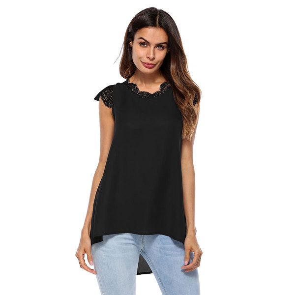 Maiou elegant de damă model asimetric în alb și negru