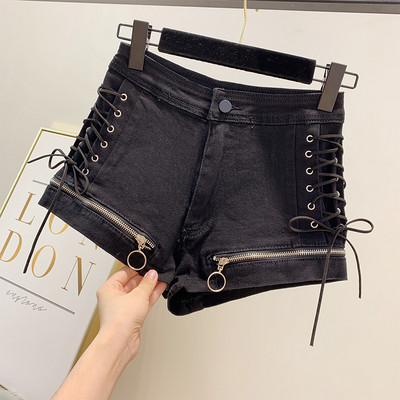 Дамски къси дънкови панталони с цип в два цвята