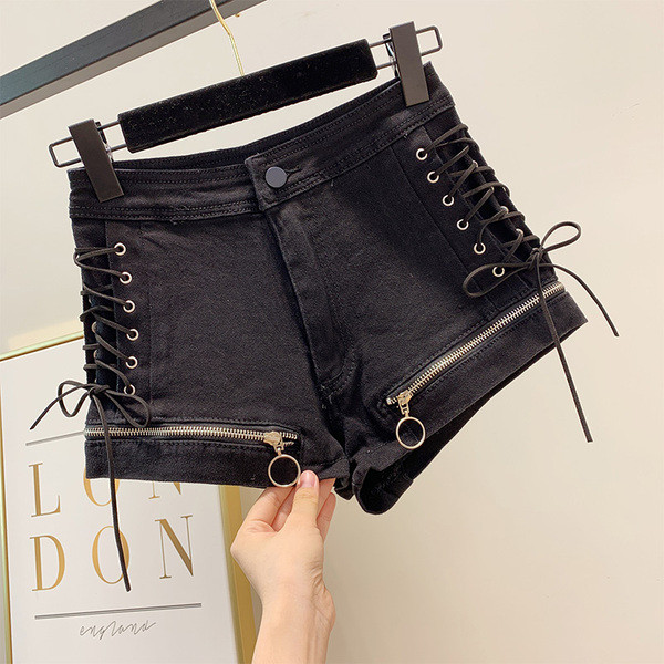 Дамски къси дънкови панталони с цип в два цвята