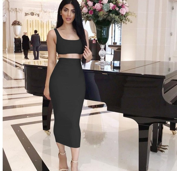 Set elegant pentru femei din două părți în negru, roșu și alb