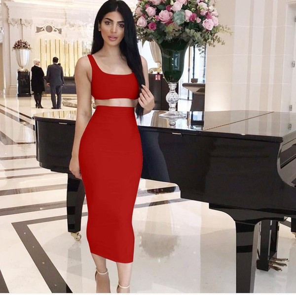 Set elegant pentru femei din două părți în negru, roșu și alb