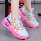 Adidași pentru copii în două culori cu inscripții - pentru fete