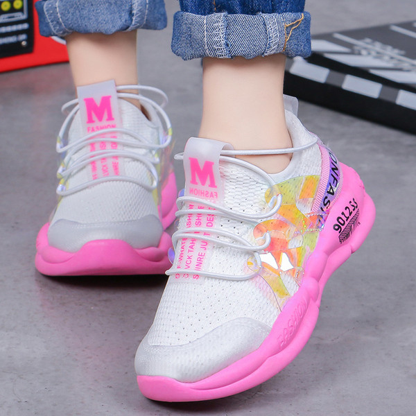 Adidași pentru copii în două culori cu inscripții - pentru fete