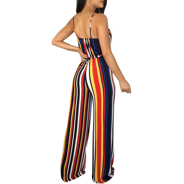 Salopetă elegantă de damă, cu decolteu în V și bretele subțiri