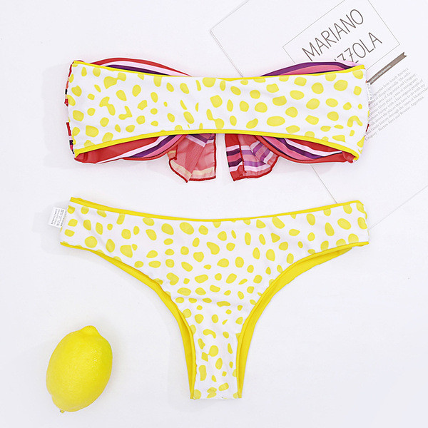 Costum de baie de damă pe două fețe în două părți