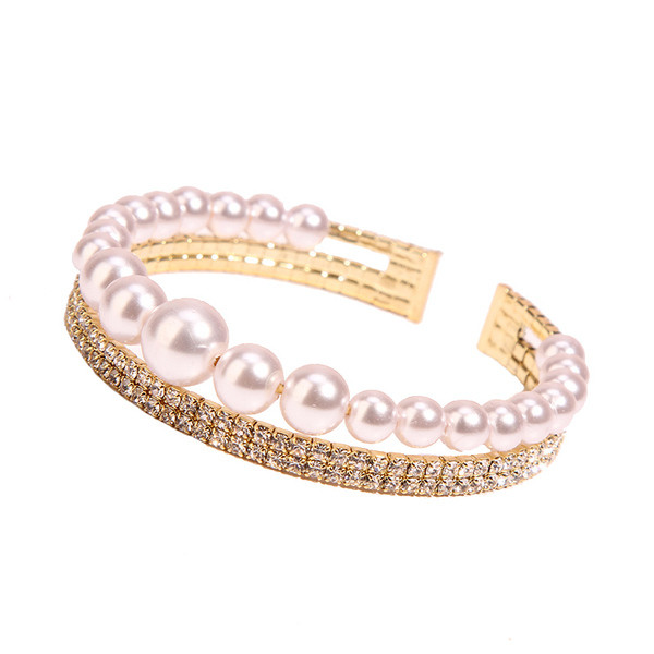 Női karkötő két színben gyöngyökkel és kövekkel