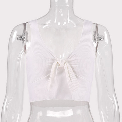 Maieu scurt pentru femei din catifea, cu decolteu adânc și panglică