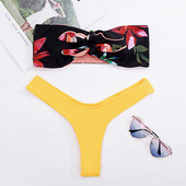 Costum de baie damă din două piese cu motive florale