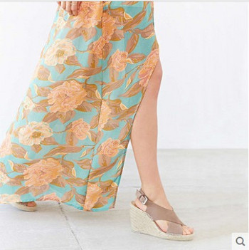 Rochie lunga de dama cu model floral