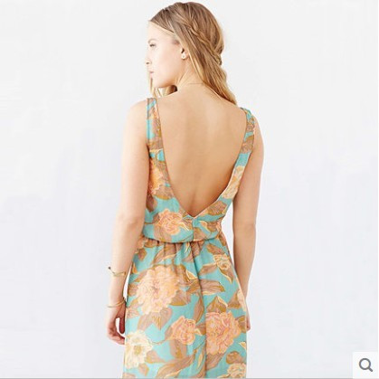 Rochie lunga de dama cu model floral