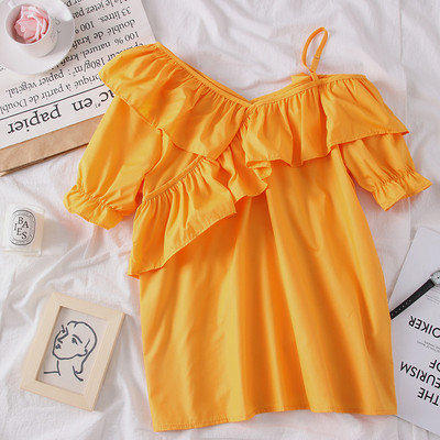 Bluza de dama actuala cu decolteu in V in culorile alb, roz si portocaliu