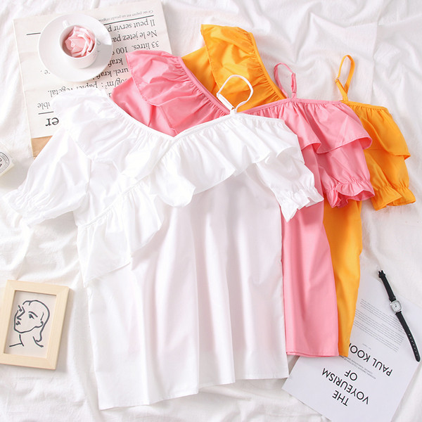 Bluza de dama actuala cu decolteu in V in culorile alb, roz si portocaliu