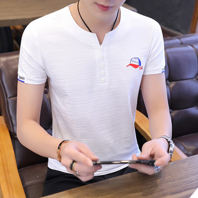 Tricou modern pentru bărbați în patru culori cu broderie