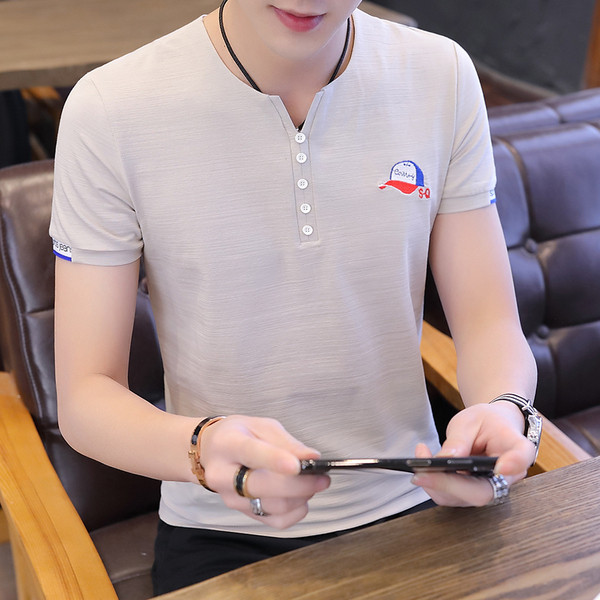 Tricou modern pentru bărbați în patru culori cu broderie