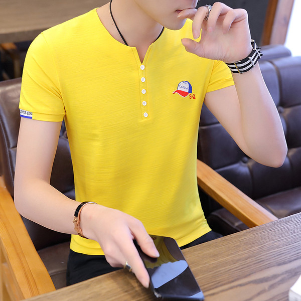 Tricou modern pentru bărbați în patru culori cu broderie