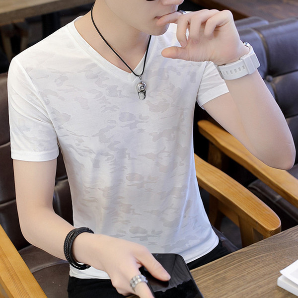 Férfi modern póló három színben V-nyakkal