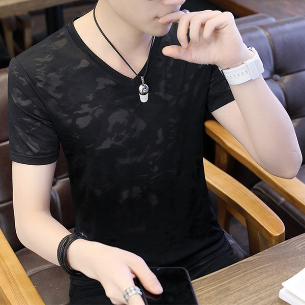 Férfi modern póló három színben V-nyakkal