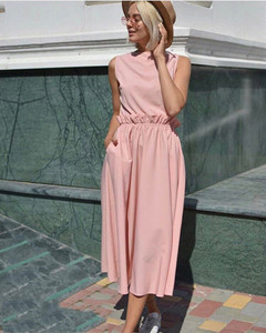 Model rochie de dama croiala verde si roz