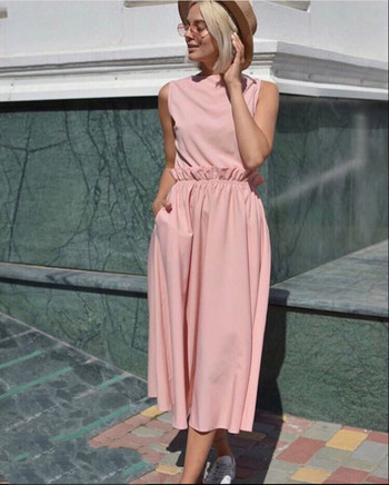 Model rochie de dama croiala verde si roz