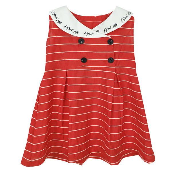 Kivágott gyerekruha V-nyakú piros színben