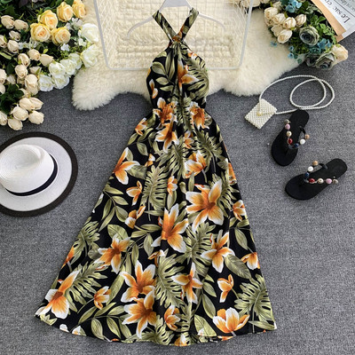 Stílusos női ruha hosszú modell elasztikus derékkal, több színben