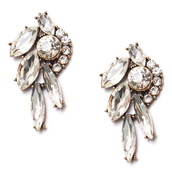 Modern női fülbevaló kövekkel, fehér színben