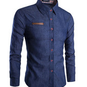 Modern férfi ing hosszú ujjal és klasszikus gallérral, két színben