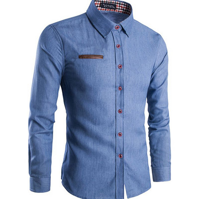 Modern férfi ing hosszú ujjal és klasszikus gallérral, két színben